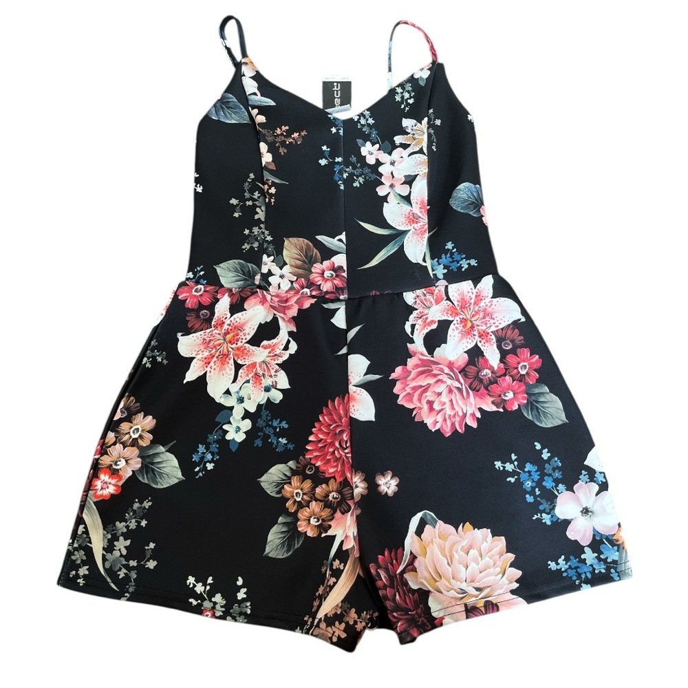 SELECT UK Floral Scuba Romper Black Pink Size 6 UK 10 NWT - Indie Sleaze